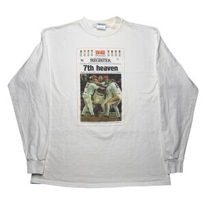 Vintage 2000s Angels World Series champions 7th heaven newspaper shirt